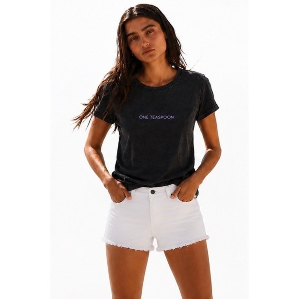 Anthropologie EVIDNT Los Angeles Women's White Raw Hem Denim Shorts Size 25 NWT